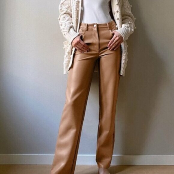 Wilfred Melina Pant - faux leather high rise in Constant Camel/Tan - Picture 1 of 9